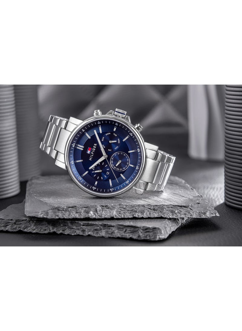 Tommy Hilfiger Men’s Watch – Model 1710588 | Blue Dial with Silver Stainless-Steel Bracelet - Image 4