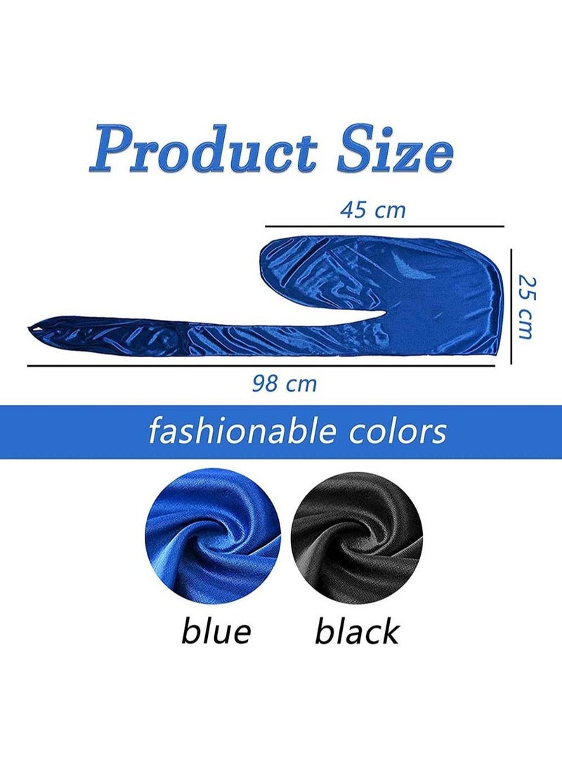 Y&D Silky Durag Men Soft Silk 360 Wave Headwrap Unisex Cap Bandana Turban Hat with Long Tail and Wide Strap for Kids Women 2 Pcs  - Image 5