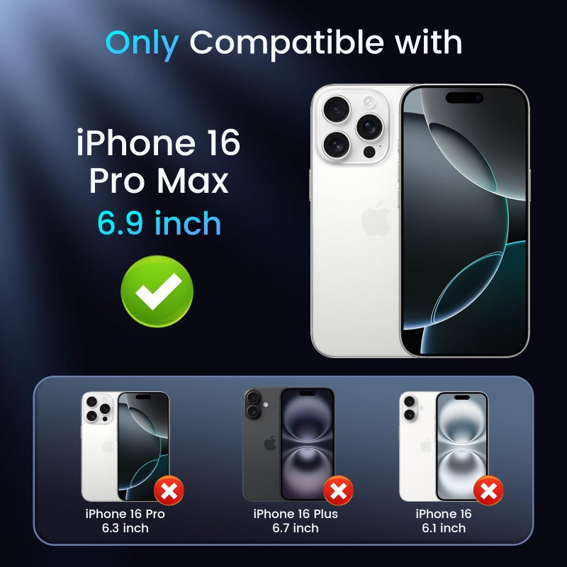 Caka 3 in 1 for iPhone 16 Pro Max Case [Compatible with MagSafe] [Invisible Kickstand] [HD Screen Protector] [Camera Lens Protector], Protective Magnetic Phone Cover for iPhone 16 Promax (Blue) - Image 2