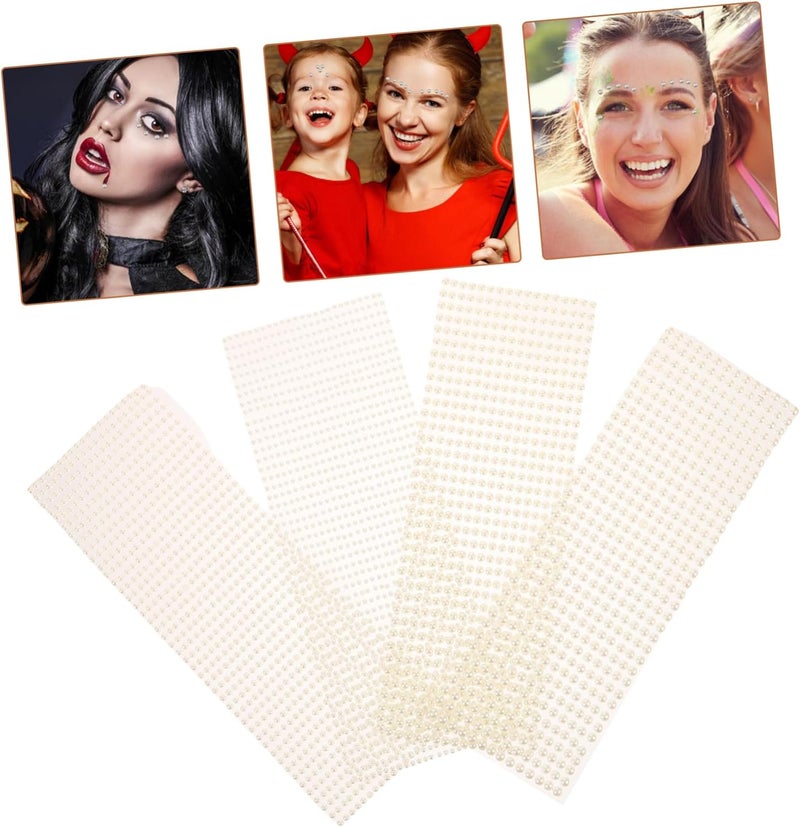 4sheets Self-Adhesive Pearl Stickers for DIY Face and Nail Art Flat Back Pearls for Crafting and Embellishments Easy to Use No Residue - Image 3