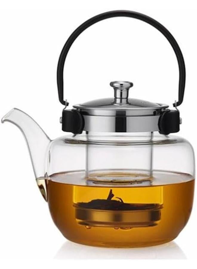 رائعة المنزل أبريق شاي زجاجي سعة كبيرة رفع وعاء طقم شاي صانع الشاي غلاية شاي مع غطاء وInfuser 1200 مللي TC-1201 - Image 1