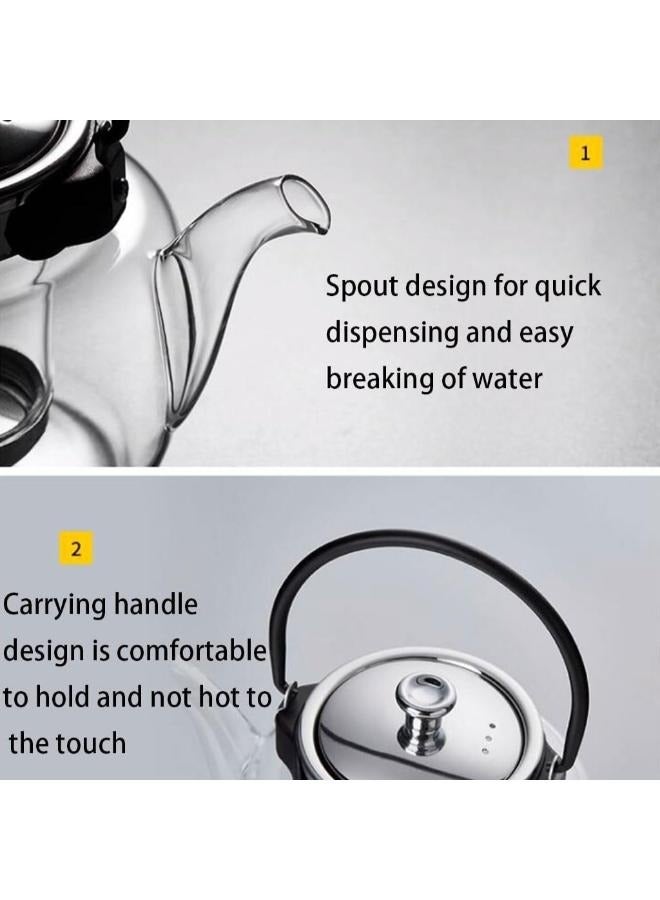 رائعة المنزل أبريق شاي زجاجي سعة كبيرة رفع وعاء طقم شاي صانع الشاي غلاية شاي مع غطاء وInfuser 1200 مللي TC-1201 - Image 3