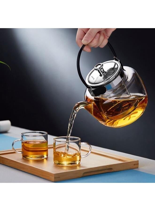 رائعة المنزل أبريق شاي زجاجي سعة كبيرة رفع وعاء طقم شاي صانع الشاي غلاية شاي مع غطاء وInfuser 1200 مللي TC-1201 - Image 4
