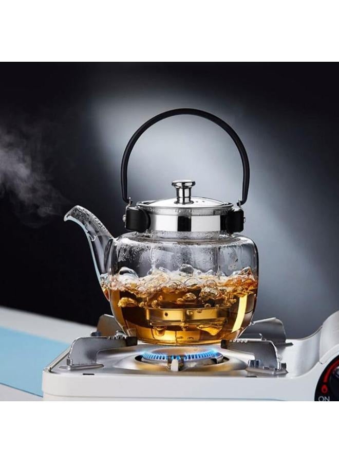 رائعة المنزل أبريق شاي زجاجي سعة كبيرة رفع وعاء طقم شاي صانع الشاي غلاية شاي مع غطاء وInfuser 1200 مللي TC-1201 - Image 5