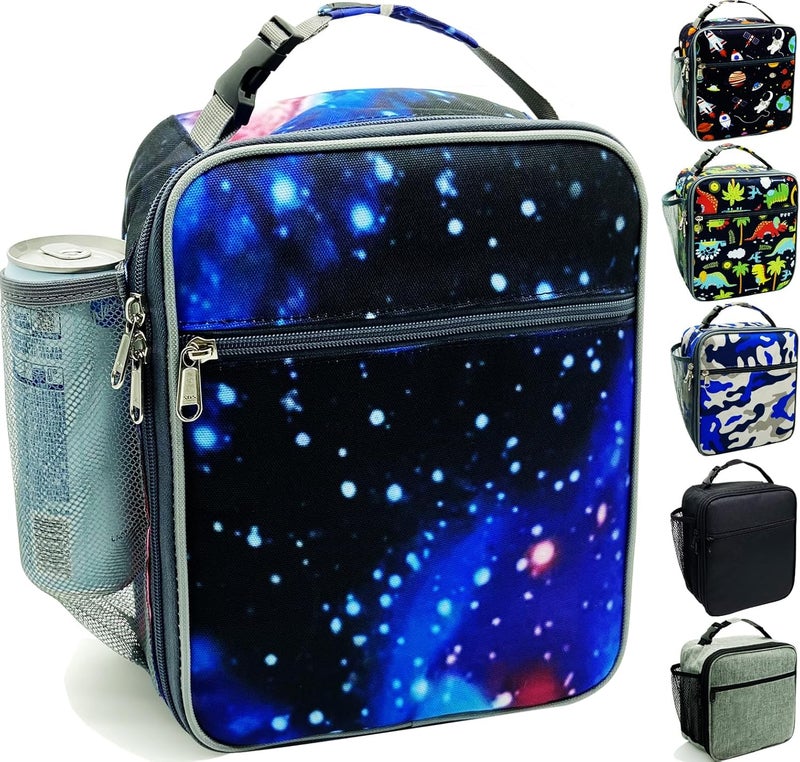 Kulle Kids Lunch Box,Insulated Lunch Bag Boys Back to School, Lunch Box kids Reusable Lunch Boxes for Office,Work,Outdoor(Space) - Image 1