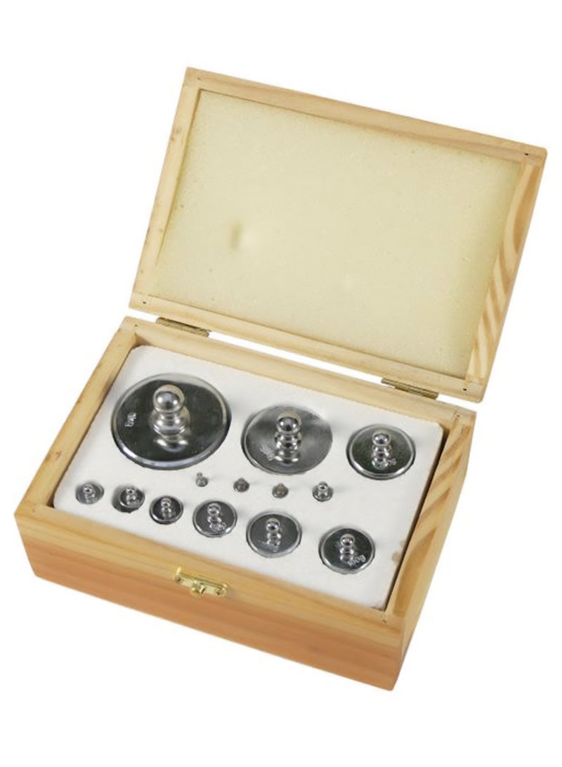 King Mariot Series 1 Metal Weights Set | 13 Weights | Wooden Box | Includes 1kg, 500g, 200g, 100g x2, 50g, 20g, 10g x2, 5g, 2g x2, 1g
