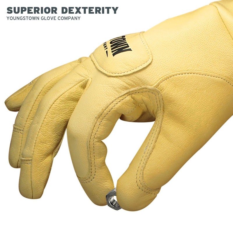 Youngstown Glove Company Youngstown Glove Company Leather Utility Plus Double Layered Long Cuff Work Gloves For Men,Arc Rated - Tan, Large,Brown  - Image 4