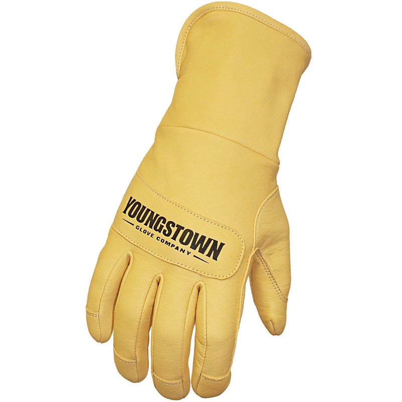 Youngstown Glove Company Youngstown Glove Company Leather Utility Plus Double Layered Long Cuff Work Gloves For Men,Arc Rated - Tan, Large,Brown  - Image 1