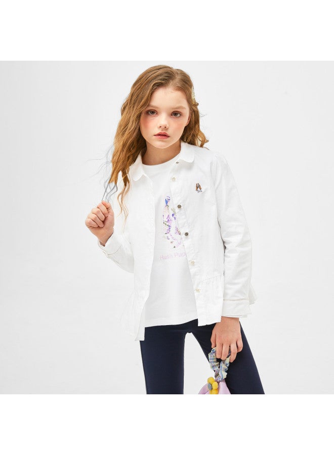 Hush Puppies Girls' Cotton Long-sleeve Shirt Spring/autumn Children's Dress-style Top - Image 3