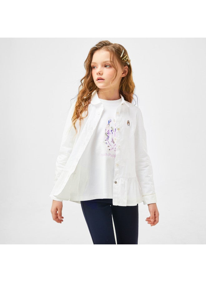 Hush Puppies Girls' Cotton Long-sleeve Shirt Spring/autumn Children's Dress-style Top - Image 2