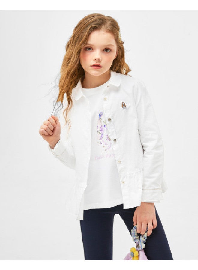 Hush Puppies Girls' Cotton Long-sleeve Shirt Spring/autumn Children's Dress-style Top - Image 1