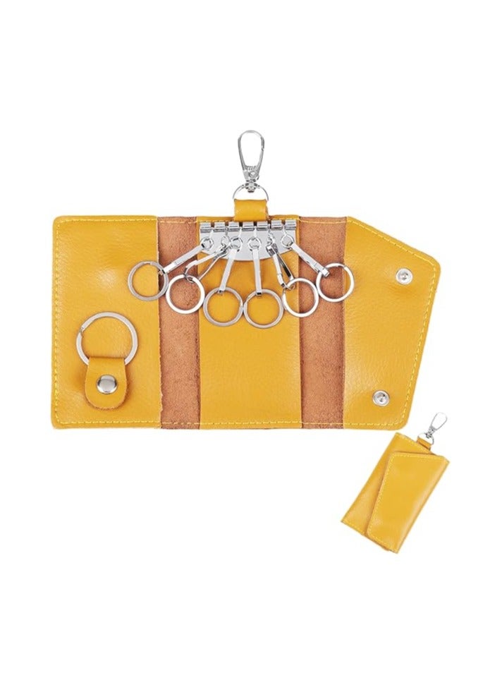Large leather key case wallet with 6 hooks and keychains/rings - Image 1