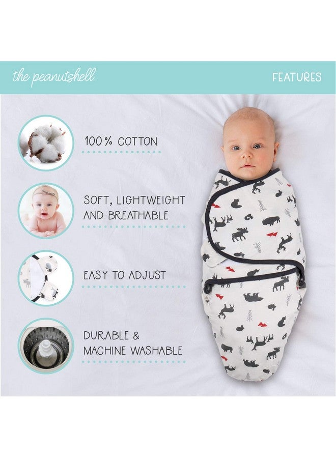 The Peanut Shell طقم بطانيات لف الأطفال من بي نات شيل - أكياس نوم للأطفال الرضع للأولاد حديثي الولادة، أكياس لف للأطفال حديثي الولادة 0-3، 3-6 أشهر، أكياس لف ناعمة وقابلة للتنفس من القطن - غابة حمراء (S/M) - Image 2