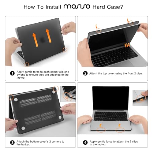 MOSISO Compatible with MacBook Pro 14 inch Case 2025 2024 2023 2022 2021 M5 M4 M3 M2 M1 A3434 A3112 A3185 A3401 A2918 A2992 A2779 A2442, Hard Shell&Keyboard Cover&Screen Film&Pouch,Transparent - Image 3