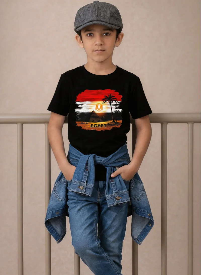 فنكار FUNKAAR تيشيرت أطفال للأولاد والبنات بطباعة علم مصر