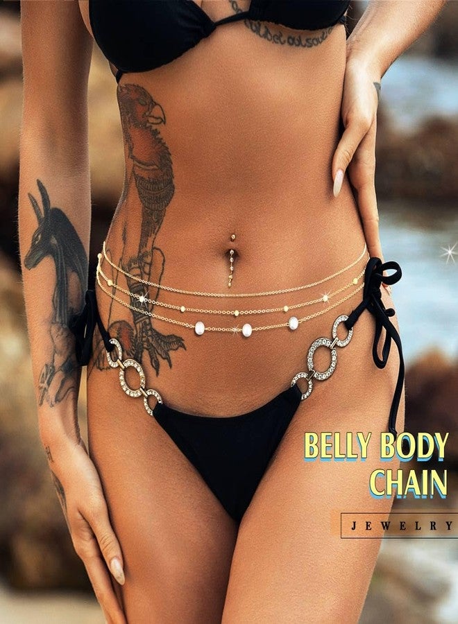 RECTYO GALLERY 1 Pcs Premium gold Bead Waist Chain Gold Pearl Waist Chains Layered Bikini Beach Chain Body Chain Jewelry Accessories for Women (Beads&Pearl) - Image 2