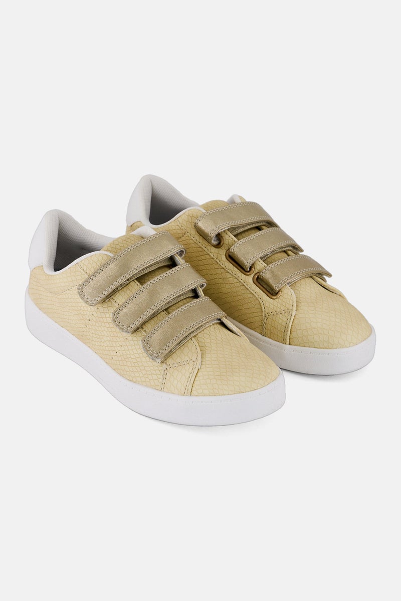 XOXO Women Leather Velcro Closure Casual Shoes, Light Yellow - Image 1
