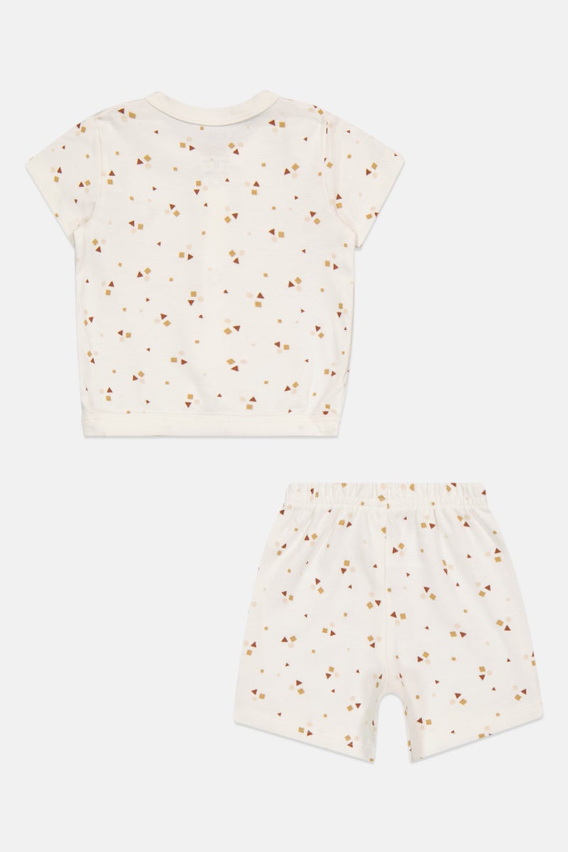 POPEES Toddlers Boy 2 Pcs Graphic Print Top And Bottom Set, White - Image 3