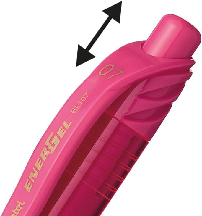 Pentel EnerGel-X Retractable Liquid Gel Pen (0.7mm) Metal Tip, Pink Ink, Box of 12 (BL107-P) - Image 5