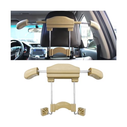 Bittwee Car Coat Hanger, Multifunctional Retractable Automotive Headrest Back Seat Coat Hanger Hook Organizer Holder for Clothes Coat Suit Jacket Shirts, Universal for SUV, Truck, RV（Beige） - Image 1