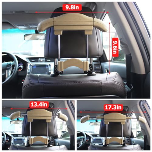 Bittwee Car Coat Hanger, Multifunctional Retractable Automotive Headrest Back Seat Coat Hanger Hook Organizer Holder for Clothes Coat Suit Jacket Shirts, Universal for SUV, Truck, RV（Beige） - Image 2