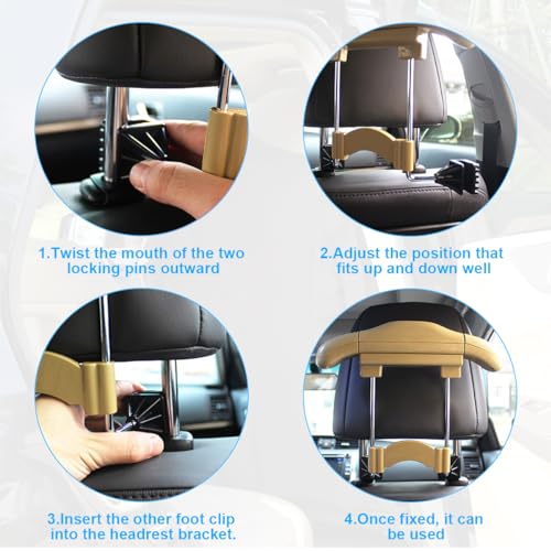 Bittwee Car Coat Hanger, Multifunctional Retractable Automotive Headrest Back Seat Coat Hanger Hook Organizer Holder for Clothes Coat Suit Jacket Shirts, Universal for SUV, Truck, RV（Beige） - Image 3