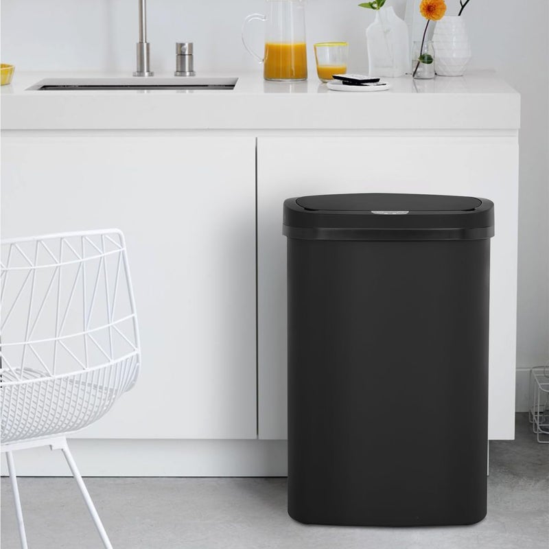 BestOffice Trash Can BrokenResistant Plastic Touch Free HighCapacity Garbage Can with Lid for Bedroom Bathroom Home Office 49 Liter 13 Gallon Trash Can Automatic Kitchen Trash Can - Image 2