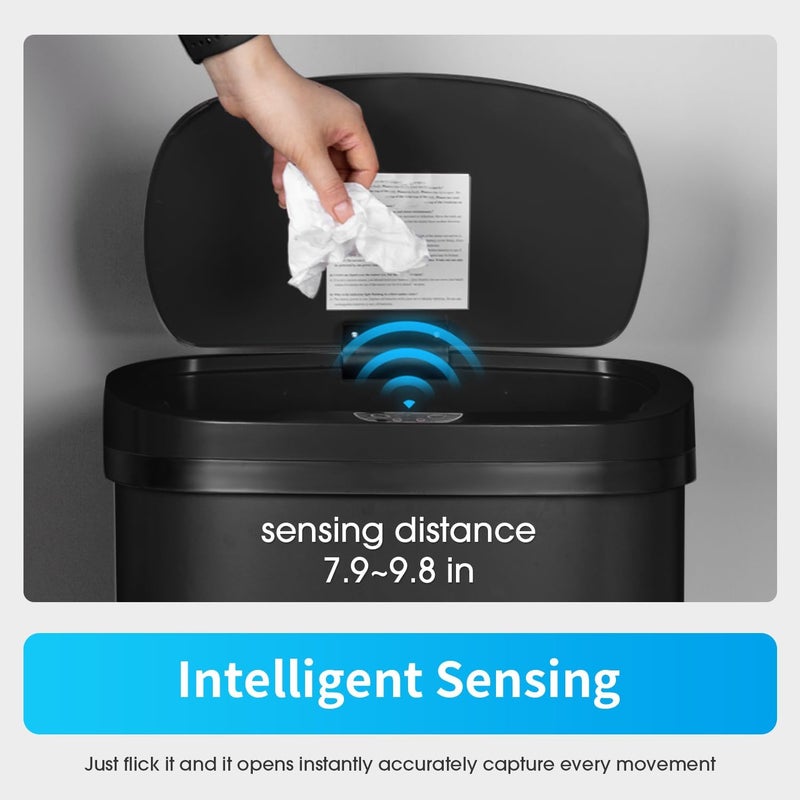 BestOffice Trash Can BrokenResistant Plastic Touch Free HighCapacity Garbage Can with Lid for Bedroom Bathroom Home Office 49 Liter 13 Gallon Trash Can Automatic Kitchen Trash Can - Image 4