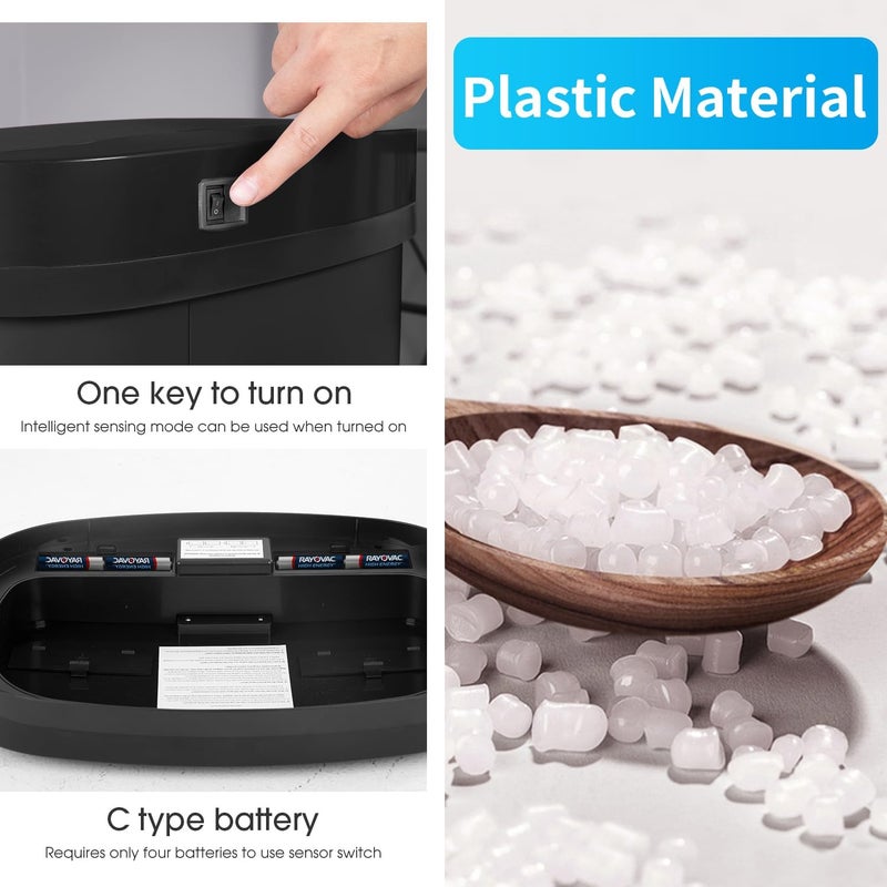 BestOffice Trash Can BrokenResistant Plastic Touch Free HighCapacity Garbage Can with Lid for Bedroom Bathroom Home Office 49 Liter 13 Gallon Trash Can Automatic Kitchen Trash Can - Image 5