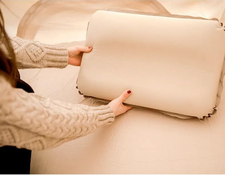 ZOMOZA ZOMOZA Portable Inflatable Neck Pillow with 3D Sponge Cushion (Beige)  - Image 3