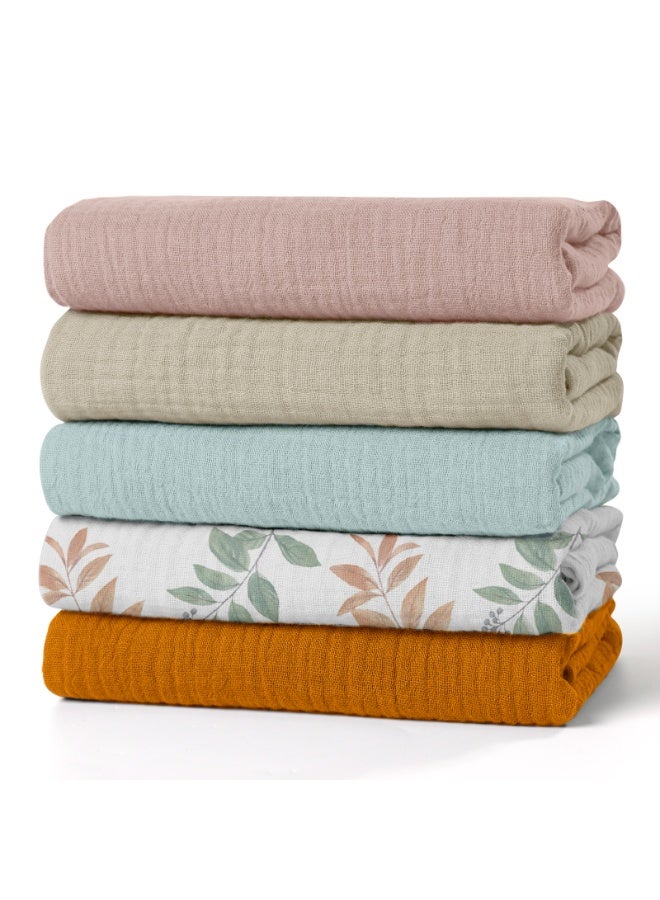 5 Pack Muslin Swaddle Blankets for Baby Girls Boys, Receiving Blanket Large 23.5 x 23.5 inches, Soft Breathable Muslin Baby Blanket for Unisex Newborn - Image 1