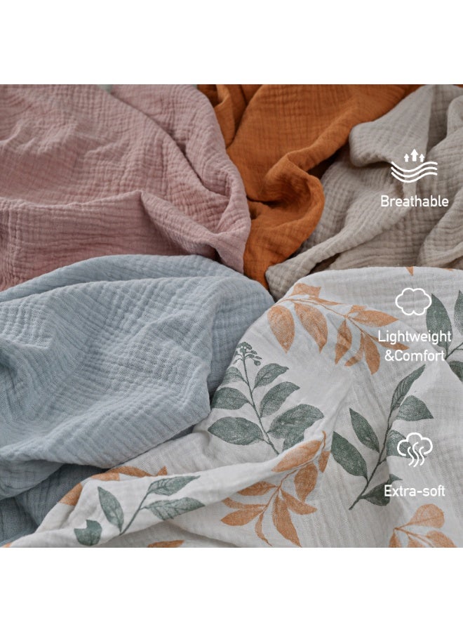 5 Pack Muslin Swaddle Blankets for Baby Girls Boys, Receiving Blanket Large 23.5 x 23.5 inches, Soft Breathable Muslin Baby Blanket for Unisex Newborn - Image 2
