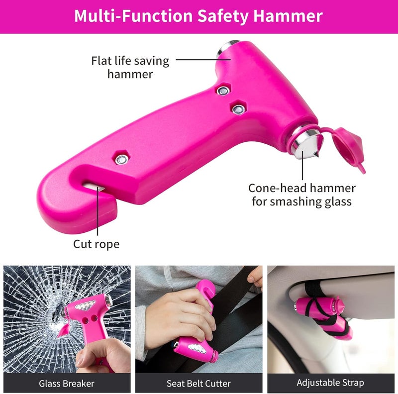 vioview Roadside Emergency Car Kit with Jumper Cables and Safety Hammer - Pink Car Accessories for Women - Image 5