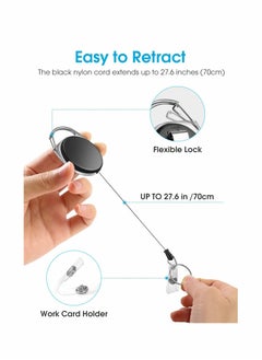 KASTWAVE Black Heavy Duty Retractable Badge Holder with Carabiner Reel with Belt Clip Key Keychain Badge Holders Carabiner Ring and Waterproof Vertical ID Card Holders for Name Card ID Card 3  - Image 5