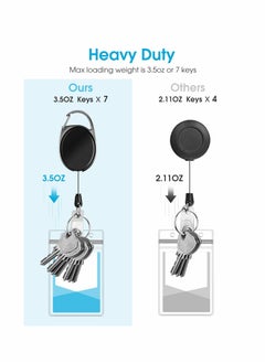 KASTWAVE Black Heavy Duty Retractable Badge Holder with Carabiner Reel with Belt Clip Key Keychain Badge Holders Carabiner Ring and Waterproof Vertical ID Card Holders for Name Card ID Card 3  - Image 2