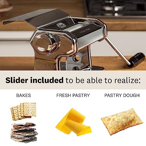 MARCATO Made in Italy Atlas 150 Slide Manual Pasta Machine, Chrome Steel. For Lasagne, Fettuccine, Tagliolini, Sugar paste, Bread dough - Image 3