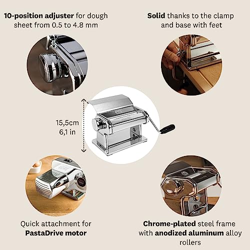 MARCATO Made in Italy Atlas 150 Slide Manual Pasta Machine, Chrome Steel. For Lasagne, Fettuccine, Tagliolini, Sugar paste, Bread dough - Image 5