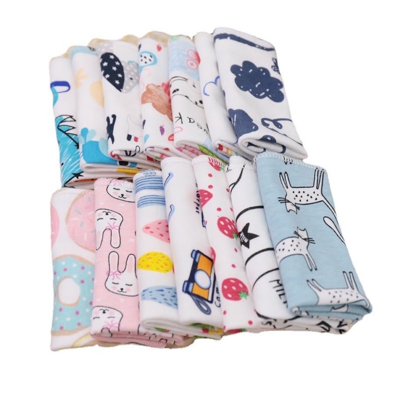 AALFA 5 Flower 5-Pack Cartoon Handkerchiefs - Soft Cotton Baby Towel with Cute Turtle Pattern, Beige, One Size - Image 1