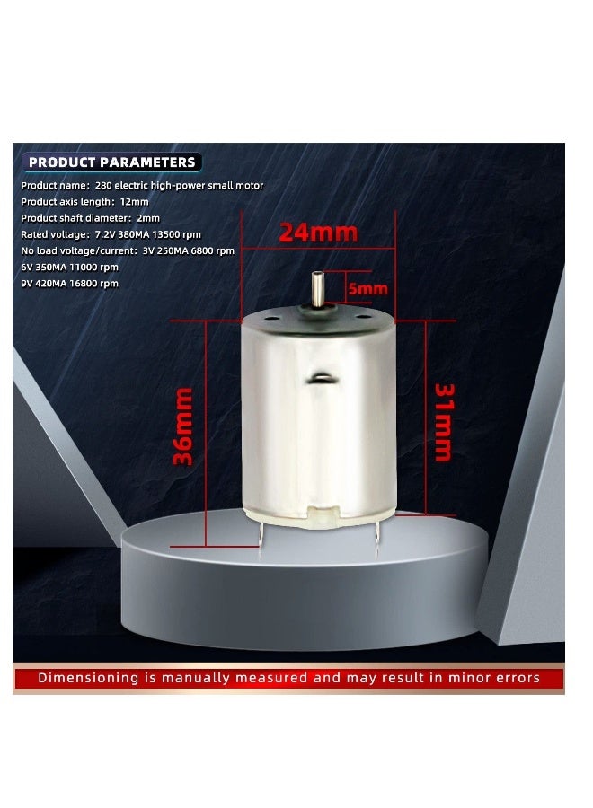 محرك تيار مستمر، 12 قطعة، 3V-12V 280 محرك ميكرو تيار مستمر، محرك كهربائي ذو عمود دائري، محرك هوايات كهربائي صغير، لمشاريع العلوم والألعاب، نموذج طائرة وقارب RC - Image 2