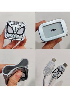 ZVEV 3D Fast Charger Protector For IPhone Series /18W / 20W / iPhone 15 Pro Fast Charging Cable Charger Head Protective Cover Cable Accessory Data Cable Protective Sleeve（Silver Batman）  - Image 4