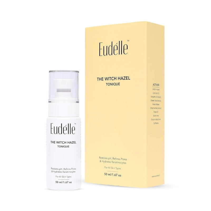Eudelle The Witch Hazel Tonic  PoreTightening Brightening and Soothing Face Toner with Licorice Oil Rose Water and Aloe Vera for All Skin Types  Hydrating and AntioxidantRich Formula - Image 1