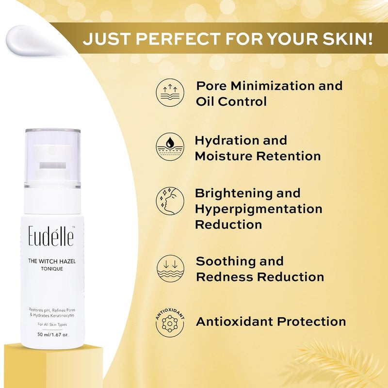 Eudelle The Witch Hazel Tonic  PoreTightening Brightening and Soothing Face Toner with Licorice Oil Rose Water and Aloe Vera for All Skin Types  Hydrating and AntioxidantRich Formula - Image 3