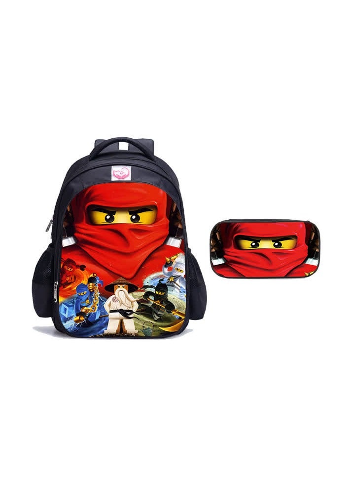 New product cross-border two-piece set 3D digital color printing casual primary school student schoolbag + pencil bag,2-17-Large + pencil case  - Image 1