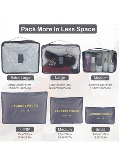 SKY-TOUCH 6Pcs Set Travel Luggage Organizer Packing Cubes Set Storage Bag Waterproof Laundry Bag Traveling Accessories-Grey  - Image 5
