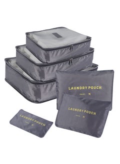 SKY-TOUCH 6Pcs Set Travel Luggage Organizer Packing Cubes Set Storage Bag Waterproof Laundry Bag Traveling Accessories-Grey  - Image 1