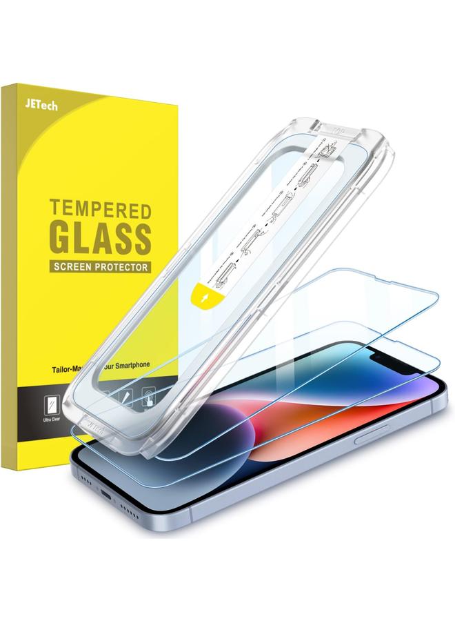Jetech One Touch Install Screen Protector For Iphone 14 Plus 6.7 Inch Full Coverage Tempered Glass Film Auto Alignment Tool Kit Hd Clear 2 Pack - Image 1