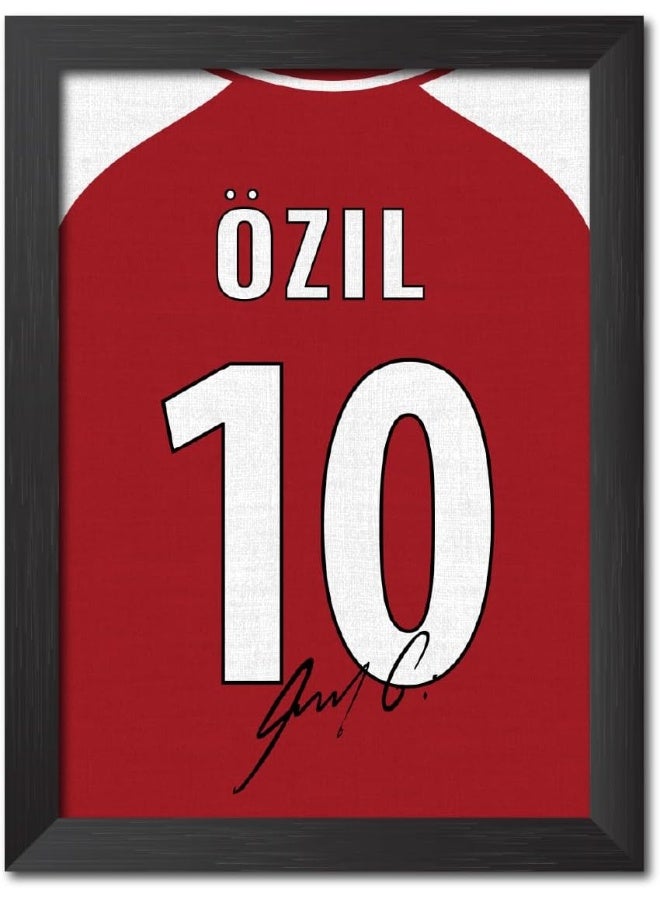EMODA Mesut Ozil Poster Frame Arsenal Jersey Laminated Photo Print with Signature Framed Painting with Matt Finish Black  (12 inches x 9 inches) - Image 1