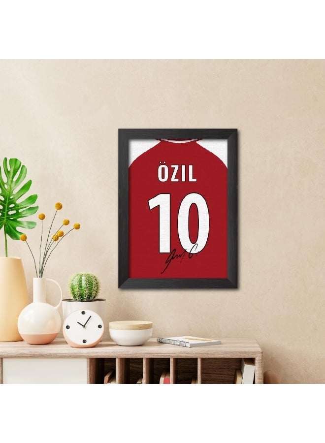 EMODA Mesut Ozil Poster Frame Arsenal Jersey Laminated Photo Print with Signature Framed Painting with Matt Finish Black  (12 inches x 9 inches) - Image 2
