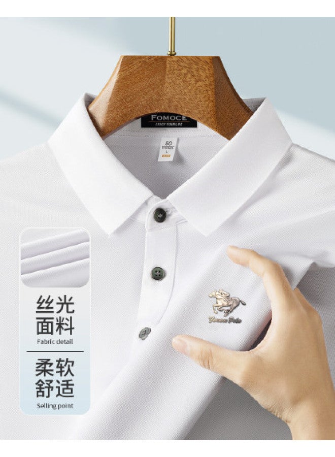 Fomoce summer Solid Color Casual Business Classic Men's Polo Shirt - Image 1