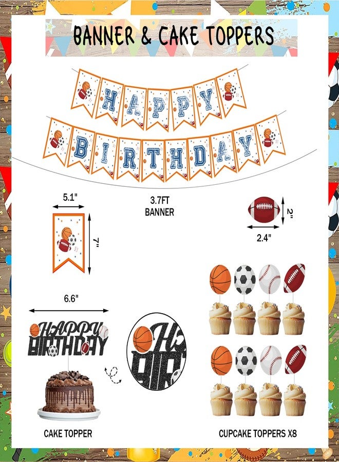 Hombae Sports Birthday Party Decorations, Sports Ball Superstar Themed Birthday Party Backdrop Balloon Banner Tablecloth Cake Topper Basketball Soccer Volleyball Football Baseball - Image 3